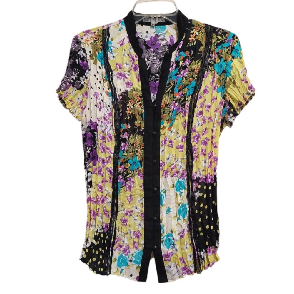 NY Collection Semi-Sheer Floral Blouse Size M